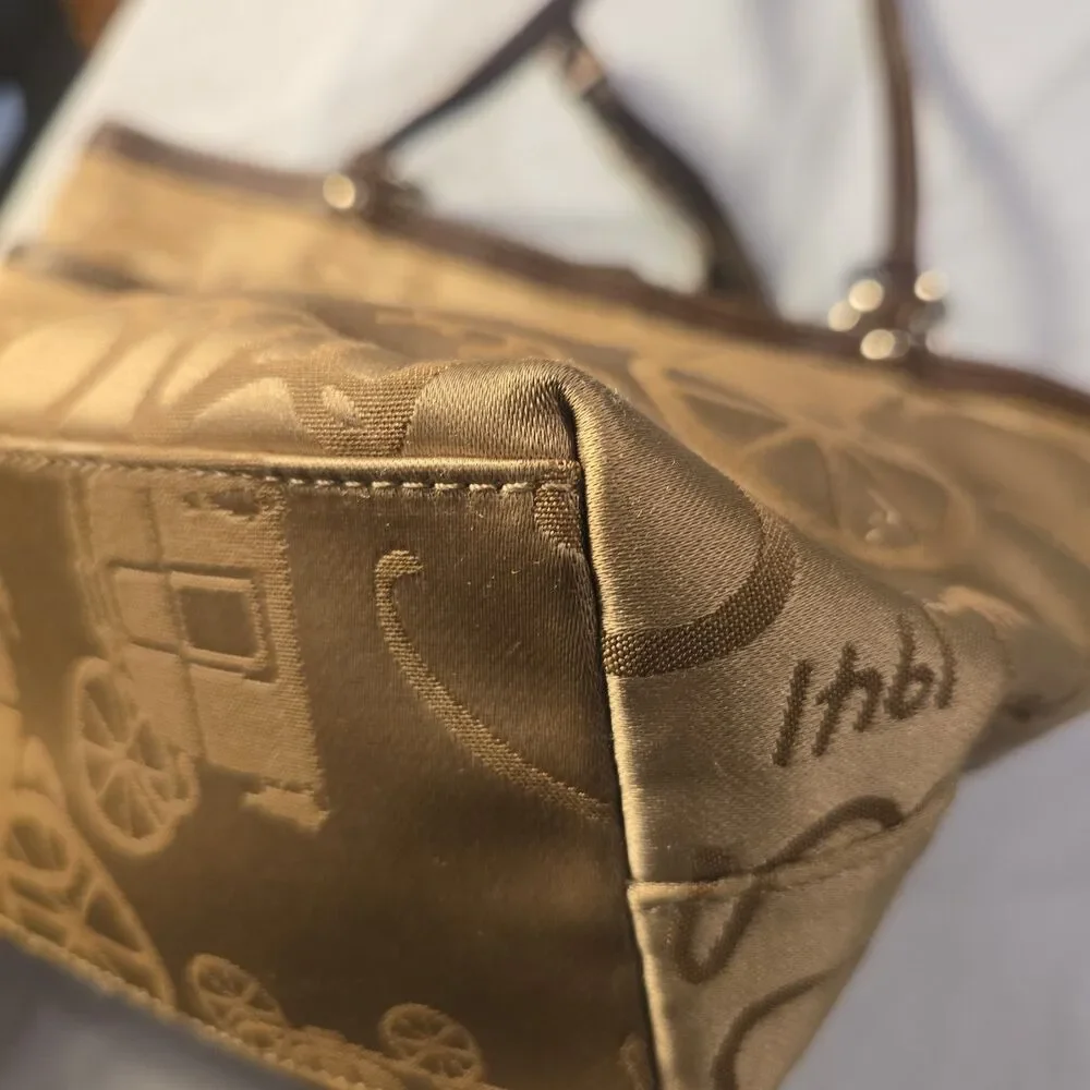 Coach F14483 Storybook Horse & Carriage Jacquard Tote Bag Champagne Gold